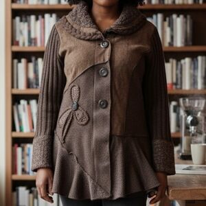 NEW! XXL Papa Vancouver Mohair/ Wool Blend Brown Patchwork Sweater 4260